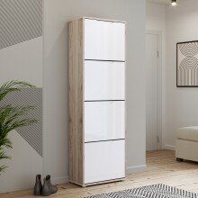 Schuhkipper >SIENNA< in Sandeiche Dekor / weissglanz - 55,2x171,3x27,9cm (BxHxT)