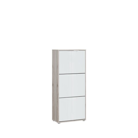 Schuhkipper >SIENNA< in Sandeiche Dekor / weißglanz - 55,2x129,7x27,9cm (BxHxT)