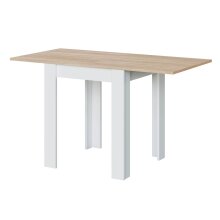 Kulissentisch >Livre< (ausziehbar bis 134cm) in Artik-Weiß/Kanada-Eiche Dekor - 67(134)x79x67 (BxHxT)
