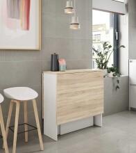 Klapptisch >Fly< (aufklappbar bis 140cm) in Kanada-Eiche Dekor/Artik-Weiß - 31(140)x78x77 (BxHxT)