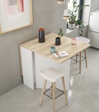 Klapptisch >Fly< (aufklappbar bis 140cm) in Kanada-Eiche Dekor/Artik-Weiß - 31(140)x78x77 (BxHxT)