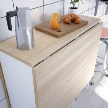 Klapptisch >Fly< (aufklappbar bis 140cm) in Kanada-Eiche Dekor/Artik-Weiß - 31(140)x78x77 (BxHxT)