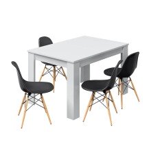 Kulissentisch >Kendra< (ausziehbar bis 190cm) in weiß glänzend - 140(190)x78x90 (BxHxT)