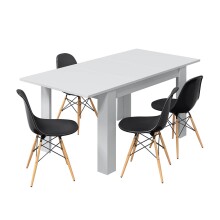 Kulissentisch >Kendra< (ausziehbar bis 190cm) in Artik-Weiß - 140(190)x78x90 (BxHxT)