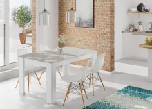 Kulissentisch >Kendra< (ausziehbar bis 190cm) in Artik-Weiß/Beton-Grau - 140(190)x78x90 (BxHxT)