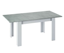 Kulissentisch >Kendra< (ausziehbar bis 190cm) in Artik-Weiß/Beton-Grau - 140(190)x78x90 (BxHxT)