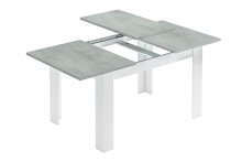 Kulissentisch >Kendra< (ausziehbar bis 190cm) in Artik-Weiß/Beton-Grau - 140(190)x78x90 (BxHxT)