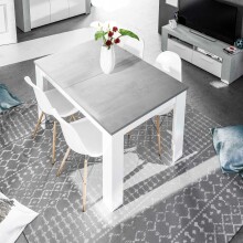 Kulissentisch >Kendra< (ausziehbar bis 190cm) in Artik-Weiß/Beton-Grau - 140(190)x78x90 (BxHxT)