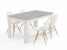 Kulissentisch >Kendra< (ausziehbar bis 190cm) in Artik-Weiß/Beton-Grau - 140(190)x78x90 (BxHxT)