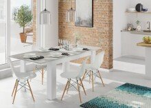 Kulissentisch >Kendra< (ausziehbar bis 190cm) in Artik-Weiß/Beton-Grau - 140(190)x78x90 (BxHxT)