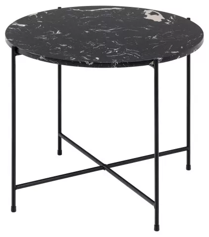 Beistelltisch >Avila< in schwarz, künstlicher Marmor, Stahl - 40x52cm (HxD)