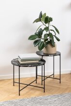 Beistelltisch >Avila< in schwarz, künstlicher Marmor, Stahl - 40x52cm (HxD)