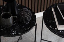 Beistelltisch >Avila< in schwarz, künstlicher Marmor, Stahl - 40x52cm (HxD)