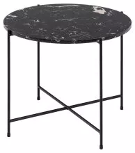 Beistelltisch >Avila< in schwarz, künstlicher Marmor, Stahl - 40x52cm (HxD)