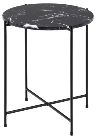 Beistelltisch >Avila< in schwarz, künstlicher Marmor, Stahl - 45x42cm (HxD)
