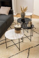 Beistelltisch >Avila< in schwarz, künstlicher Marmor, Stahl - 45x42cm (HxD)