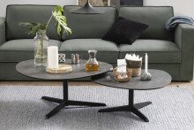 Couchtisch >Barnsley< in schwarz, Glas-Keramik, Stahl - 84x34x77cm (BxHxT)