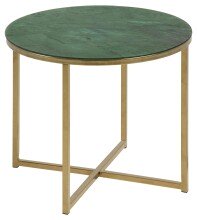 Beistelltisch >Alisma< in Grün, Glas, Stahl - 42x50cm (HxD)