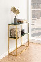 Konsole >Alisma< in Grün, gold, Glas, Stahl -...
