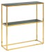 Konsole >Alisma< in Grün, gold, Glas, Stahl - 79,5x80,5x26cm (BxHxT)