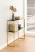 Konsole >Alisma< in Grün, gold, Glas, Stahl - 79,5x80,5x26cm (BxHxT)
