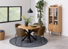 Esstisch >Heaven< in Wildeiche; schwarz, MDF, Stahl - 76,4x120cm (HxD)