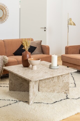 Couchtisch >Vega< in Braun, Marmor - 90x42x90cm (BxHxT)