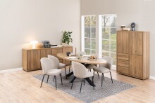 Polsterstuhl >Patricia< (2er-Set) in Beige, Stoff, Stahl - 52x82x57,5cm (BxHxT)