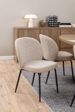 Polsterstuhl >Patricia< (2er-Set) in Beige, Stoff, Stahl - 52x82x57,5cm (BxHxT)