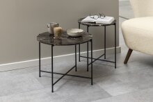 Beistelltisch >Avila< in Braun, Marmor, Stahl - 45x42cm (HxD)