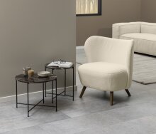 Beistelltisch >Avila< in Braun, Marmor, Stahl - 45x42cm (HxD)