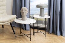 Beistelltisch >Avila< in weiss, Marmor, Stahl - 40x52cm (HxD)