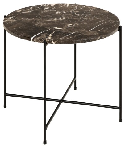 Beistelltisch >Avila< in Braun, Marmor, Stahl - 40x52cm (HxD)