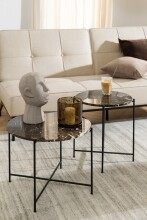Beistelltisch >Avila< in Braun, Marmor, Stahl - 40x52cm (HxD)