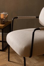 Armlehnstuhl >Dillon< in Beige, Polyester, Stahl - 66x79,5x72cm (BxHxT)