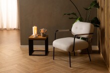 Armlehnstuhl >Dillon< in Beige, Polyester, Stahl - 66x79,5x72cm (BxHxT)