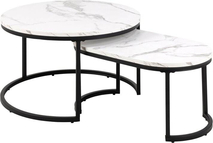 Satztisch >Spiro< (2-teilig) in weiss, MDF, Stahl - 70x42x70cm (BxHxT)