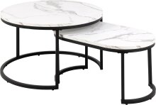 Satztisch >Spiro< (2-teilig) in weiss, MDF, Stahl -...