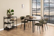 Kulissen-Esstisch >Montreux< in schwarz, MDF, Rubberwood - 115x75x115cm (BxHxT)