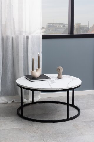 Couchtisch >Spiro< in weiss, MDF, Stahl - 40x80cm (HxD)