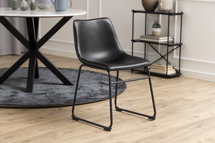 Esszimmerstuhl >I_Oregon< (2er-Set) in schwarz, PU - 48x78,5x56cm (BxHxT)