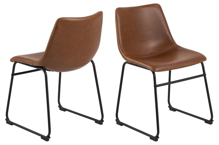 Esszimmerstuhl >I_Oregon< (2er-Set) in Braun, PU - 48x78,5x56cm (BxHxT)
