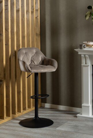 Barhocker >Brooke< (2er-Set) in Beige, Stoff - 52x109x52cm (BxHxT)