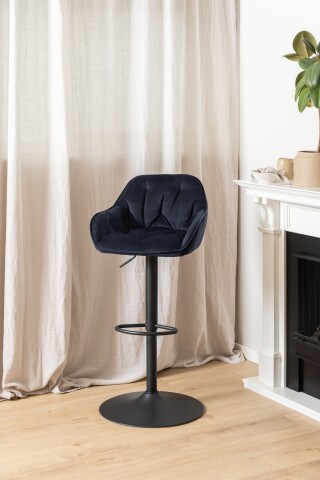Barhocker >Brooke< (2er-Set) in Blau, Stoff - 52x109x52cm (BxHxT)