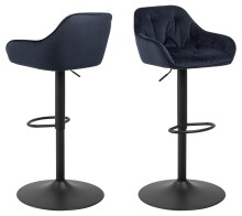 Barhocker >Brooke< (2er-Set) in Blau, Stoff - 52x109x52cm (BxHxT)