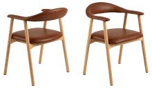 Armlehnstuhl >Addi< (2er-Set) in Braun, PU - 56x75,5x54cm (BxHxT)