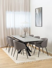 Esstisch >Heaven< in Grau, Glas, keramisch - 210x76x90cm (BxHxT)