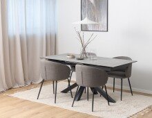 Esstisch >Heaven< in Grau, Glas, keramisch - 210x76x90cm (BxHxT)