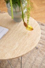 Couchtisch >Prunus< in Beige, Travertin - 46,4x80cm (HxD)