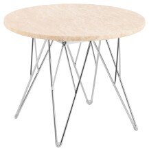 Couchtisch >Prunus< in Beige, Travertin - 41,4x55cm (HxD)